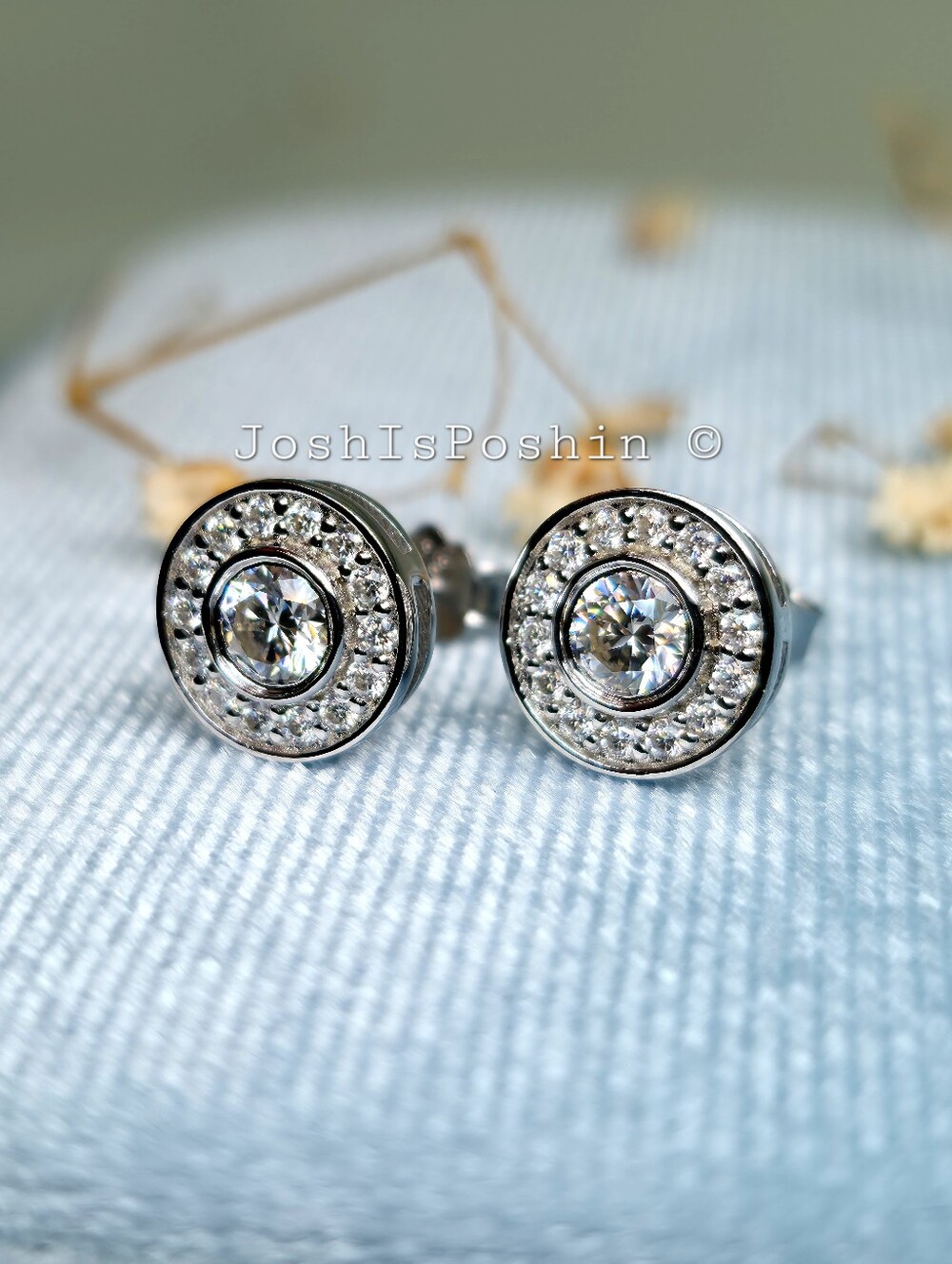 Bezel Set Moissanite Stud Earrings In Sterling Silver